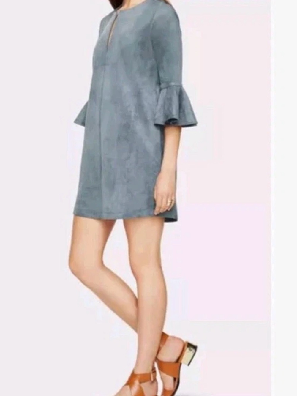 BCBGMaxAzria Catier Sued Bell Sleeve Shift Dress